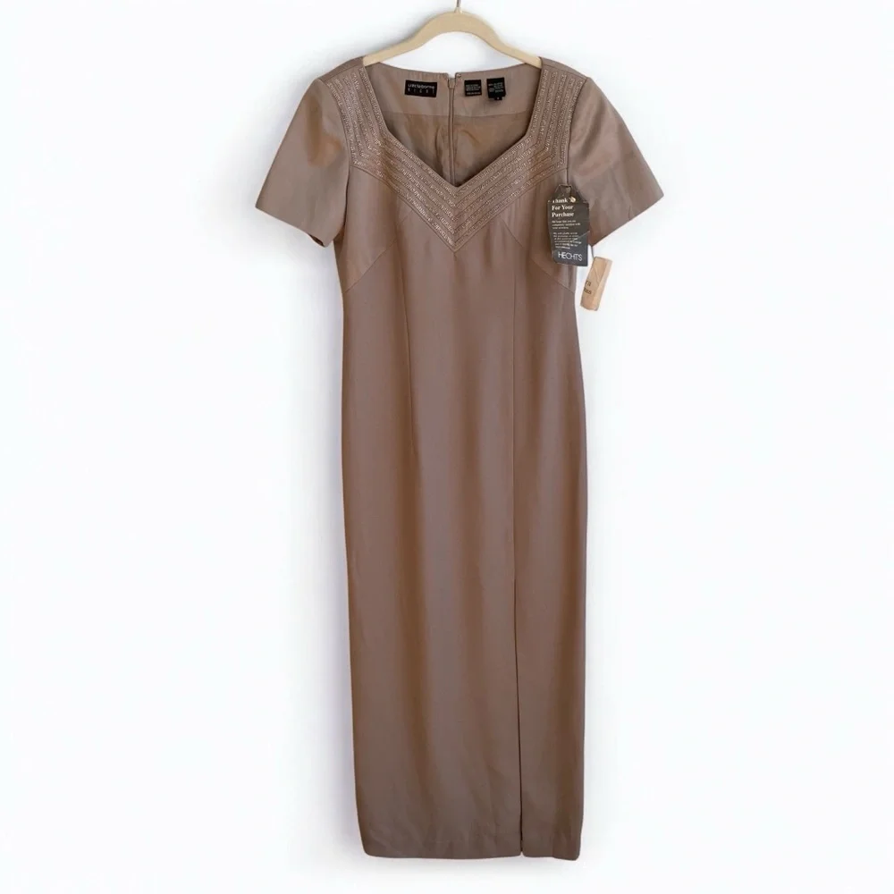 liz claiborne formal dresses | | Vintage Liz Claiborne Night Short Sleeve Embellished Long Dress ecom_seasonaldresses